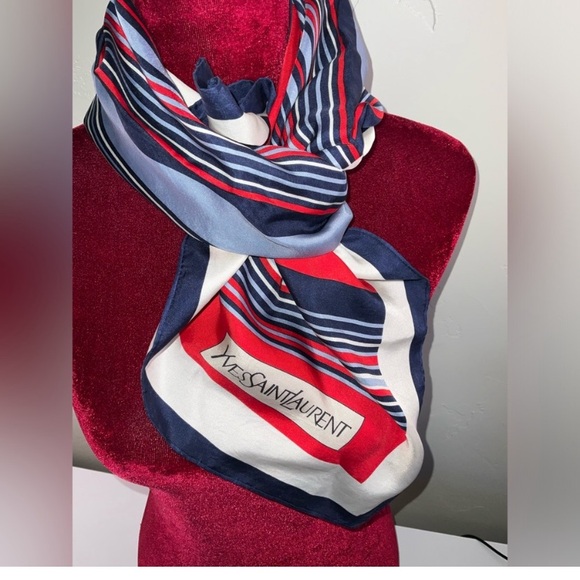 YSL Silk Scarf - red white blue - Picture 2 of 7